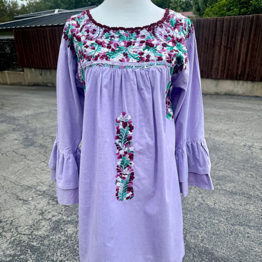 Mi Golondrina - Purple Shift Dress - Size: M